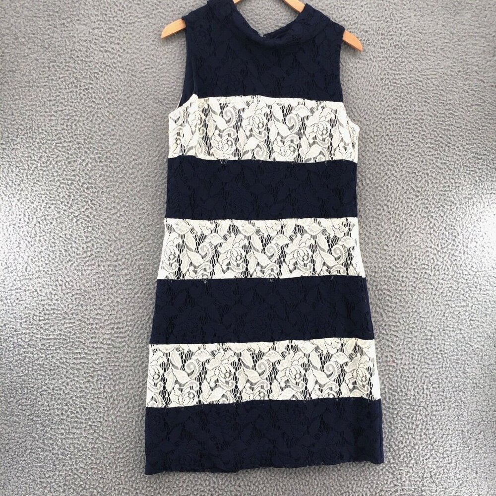 ANTONIO MELANI Navy and Cream Lace Dress